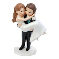 Figurine pour gâteau de mariage dans les bras de 13,5 x 20 cm