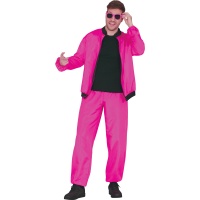 Costume d'athlète néon rose des années 80 pour homme