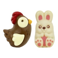 Figurines en chocolat au lait en forme de lapin ou de poule de Pâques assortis de 55 g - Dekora - 1 unité