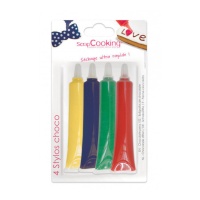 Ensemble de stylos goût chocolat pour décorer aux couleurs primaires de 25 g - Scrapcooking - 4 unités