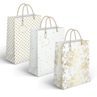 Sac cadeau de 32 x 26 x 10 cm avec designs dorés assortis - 1 unité