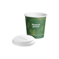 Gobelets de 120 ml en carton vert avec couvercle troué - 25 unités