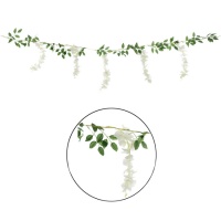 Guirlande de glycine blanche avec feuilles vertes - 1,7 m