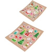 Autocollants de Noël métallisés en relief de 18,5 x 23 cm - 1 feuille