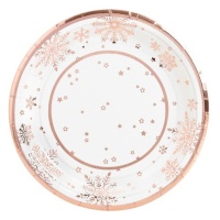 Assiettes Rose Gold Snow de 18 cm - 8 unités