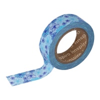 Washi tape de fleurs bleues - 10 m