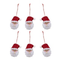 Pendentifs de Père Noël en feutre de 8 cm - 6 unités