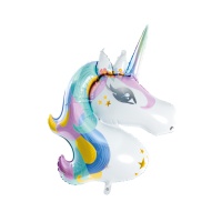 Ballon silhouette XL de Licorne arc-en-ciel élégant de 73 x 90 cm - PartyDeco