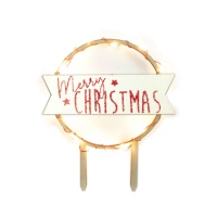 Toppers pour gâteau en bois avec lumières LED Merry Christmas - Scrapcooking