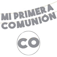 Guirlande Ma Première Communion argentée avec paillettes de 3 m