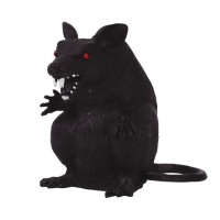 Rat noir assis de 18 cm