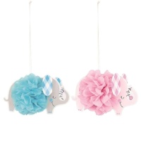 Suspension de pompon rond avec éléphant floral de 23 cm - 3 unités