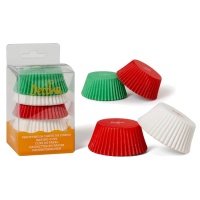 Capsules pour cupcakes vertes, rouges et blanches - Decora - 75 unités