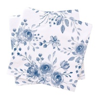 Serviettes à fleurs bleues de 16,5 cm - 20 unités