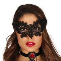 Masque de papillon brodé noir