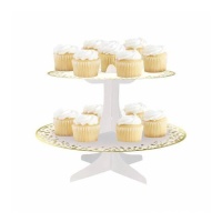 Support pour cupcakes en carton blanc et doré de 31,7 x 24,4 cm - Unique