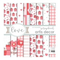 Kit de papiers scrapbooking de cartes d'amour - Artis décor - 8 feuilles