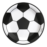 Assiettes en forme de ballon de football noir et blanc de 23 cm - 6 unités