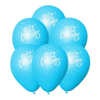 Joyeux anniversaire bleu clair ballons en latex 23 cm - 6 unités