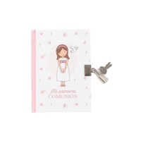 Journal de communion pour fille avec clés de 16 x 13,5 cm - 1 unité