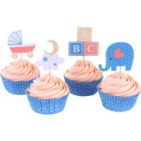 Coupelles pour cupcakes et piques de baby shower - 24 unités