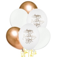 Ballon en latex Joyeux Anniversaire de 30 cm - PartyDeco - 6 unités