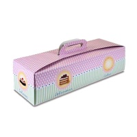 Boîte de 45,5 x 14 x 10 cm pour gâteau rectangulaire décoré