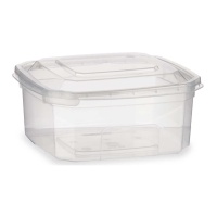 Boîte de 500 ml en plastique rectangulaire avec couvercle attaché