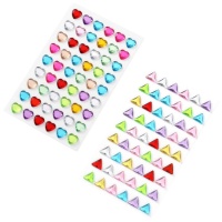 Autocollants cristaux 3D multicolores en formes de 1,2 cm - 54 pièces