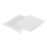 Plateau rectangulaire en carton de 38 x 31 cm avec dentelle