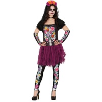 Déguisement de squelette Catrina fleuri pour femme