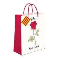 Sac cadeau de 23 x 18 x 10 cm de Sant Jordi rose