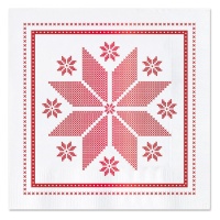 Serviettes brodées rouge blanches de 12,5 x 12,5 cm - 30 unités