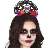 Serre-tête Catrina avec toile d'araignée et fleurs