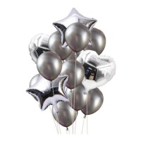 Bouquet de mix de ballons argent - Monkey Business - 14 unités