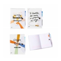 Carnet de notes avec phrases d'amitié avec stylo assorti - 1 unité