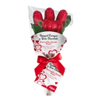 Bouquet de roses avec coeur en chocolat - 30 gr