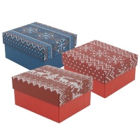 Boîte de Noël imprimée de 12 x 10 x 6 cm assortie - 1 unité