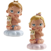 Figurine pour gâteau de baptême de bébé avec peluche