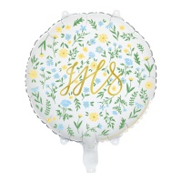 Ballon avec fleurs de Communion IHS de 45 cm - PartyDeco