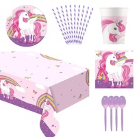 Pack pour fête de licorne rose - 8 personnes