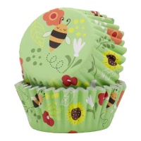 Capsules pour cupcakes d'abeilles et de fleurs - PME - 30 unités