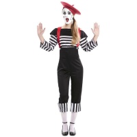 Costume de mime avec bretelles rouges pour femme