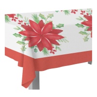 Nappe de Noël avec Fleur de Pâques de 1,80 x 1,20 m