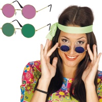 Lunettes hippie classiques de couleurs - 1 unité