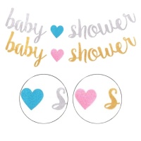 Guirlande de paillettes baby shower coeur de 5 m