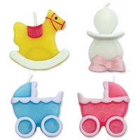 Bougies de naissance avec divers designs de 3,5 cm - PME - 4 unités