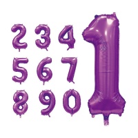 Ballon numéro lila satiné de 86 cm - 1 unité