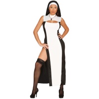 Costume de nonne sexy blanc et noir pour femme