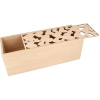 Boîte rectangulaire en bois avec des coeurs de 33 x 12 x 12 cm